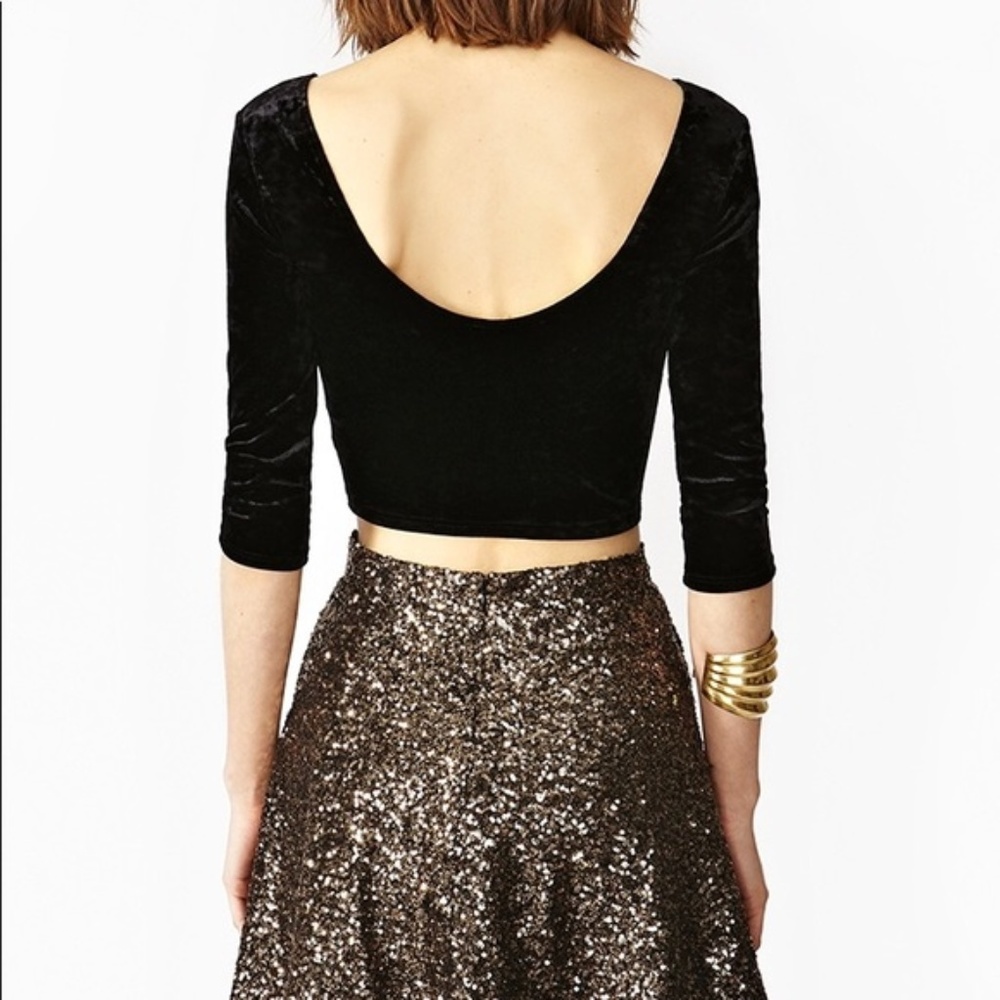 nasty gal black velvet coven crop top boho chic - Picture 4 of 5